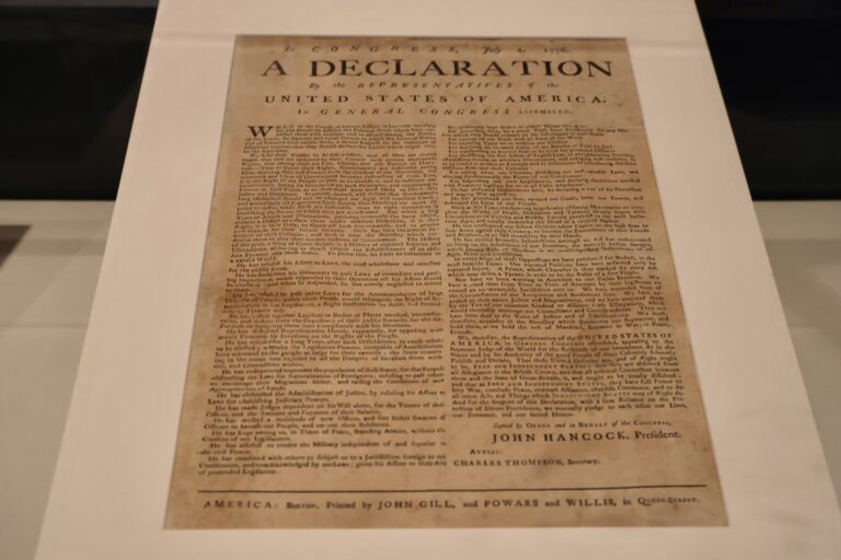 This broadside of the Declaration of Independence was printed in Boston Massachusetts