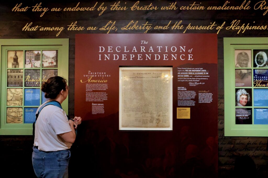2026 07 01-e lee-philadelphia national constitution center-americas founding declaration At the National Constitution Center, an 1833 copy of the Declaration of Independence