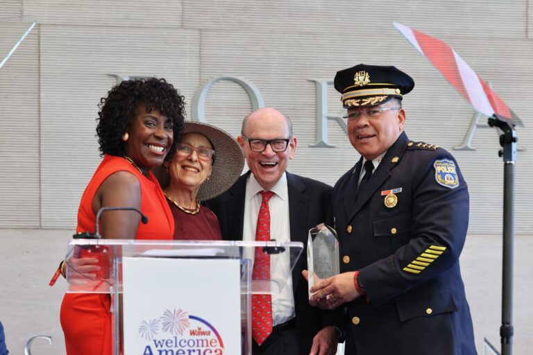 Philadelphia Mayor Cherelle Parker (left) and Pholice Commissioner Kevin Bethel