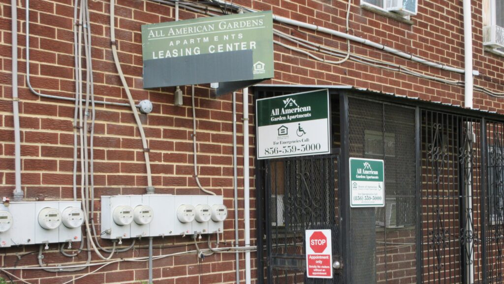 2026-07-22-k-burns-camden-all-american-gardens-rental-office outside the All American Gardens complex