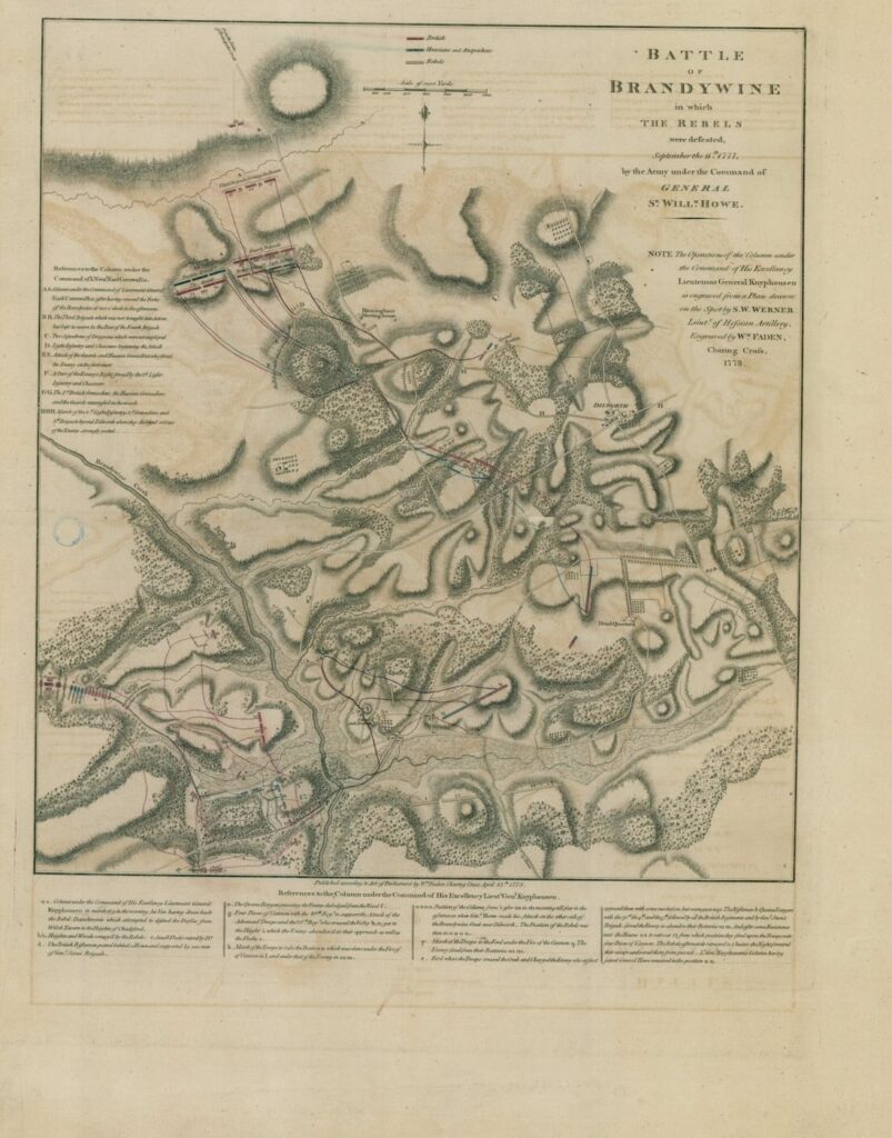 Battle of Brandywine map Atlas of Battles of the American Revolution (credit: National Archives)