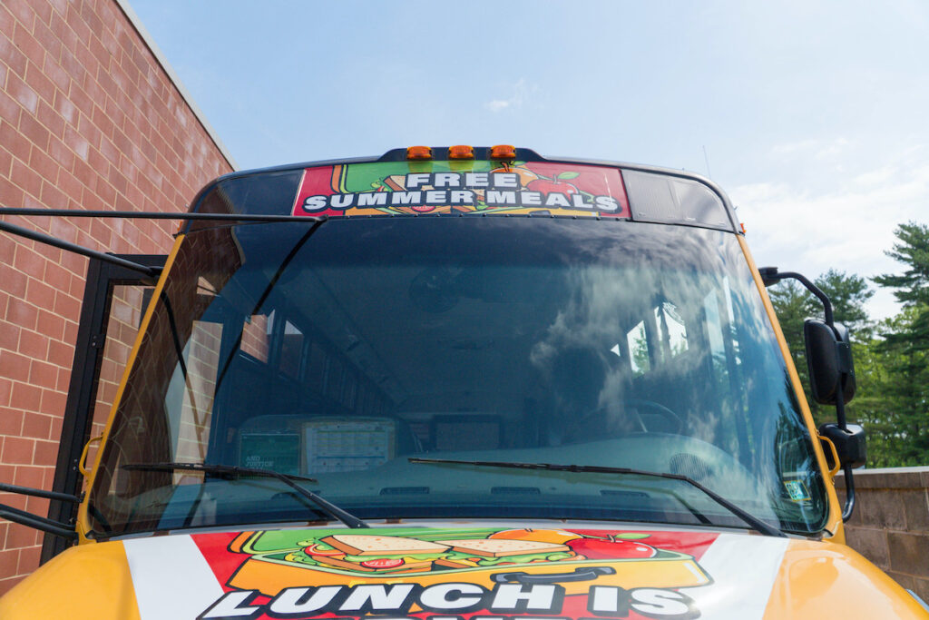Windshield of Centennial School District Mobile Lunch Bus