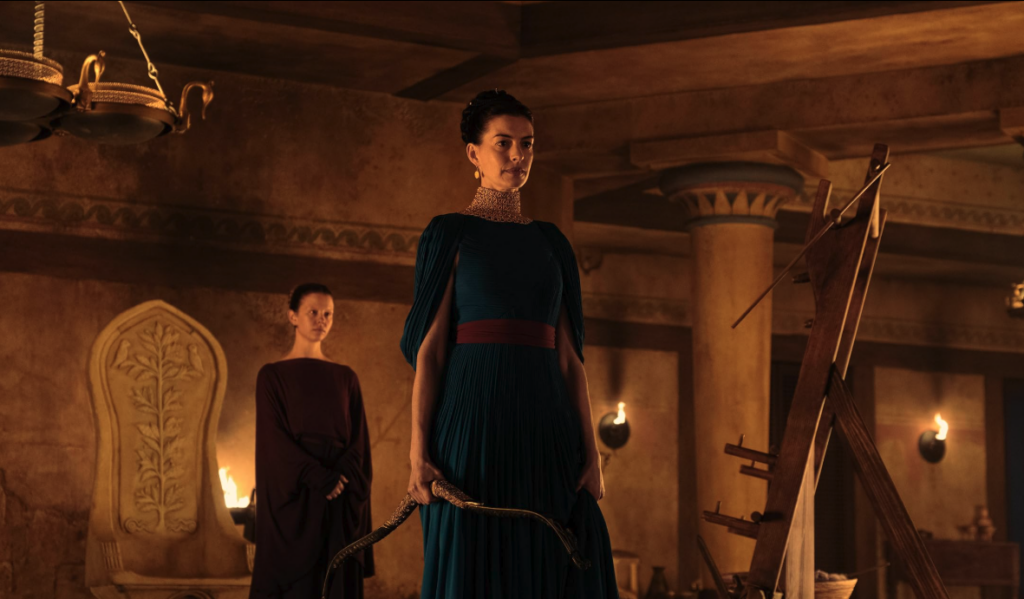 Anne Hathaway and Mia Goth in The Odyssey