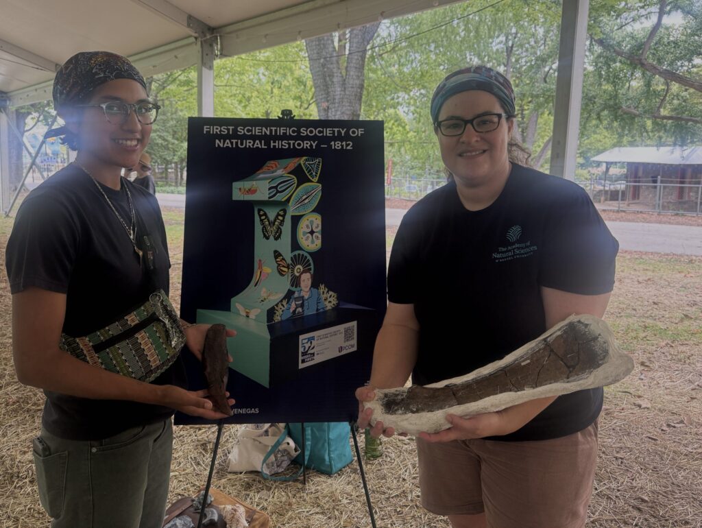 academy-natural-sciences-bp-073126 Artist Ibi Padrón Venegas (left) & Academy of Natural Science at Drexel University's STEM & Outreach Coordinator's Amber Redfield
