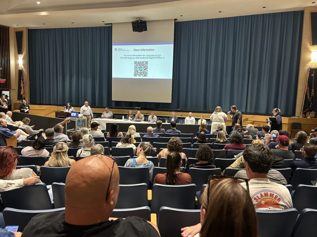 People packed a high school auditorium in Bucks County 