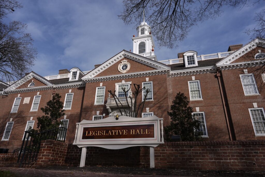 Delaware Legislative Hall The Delaware Legislative Hall, the state capitol building of Delaware, is seen in Dover, Del., Tuesday, Dec. 17, 2024. (AP Photo/Carolyn Kaster)