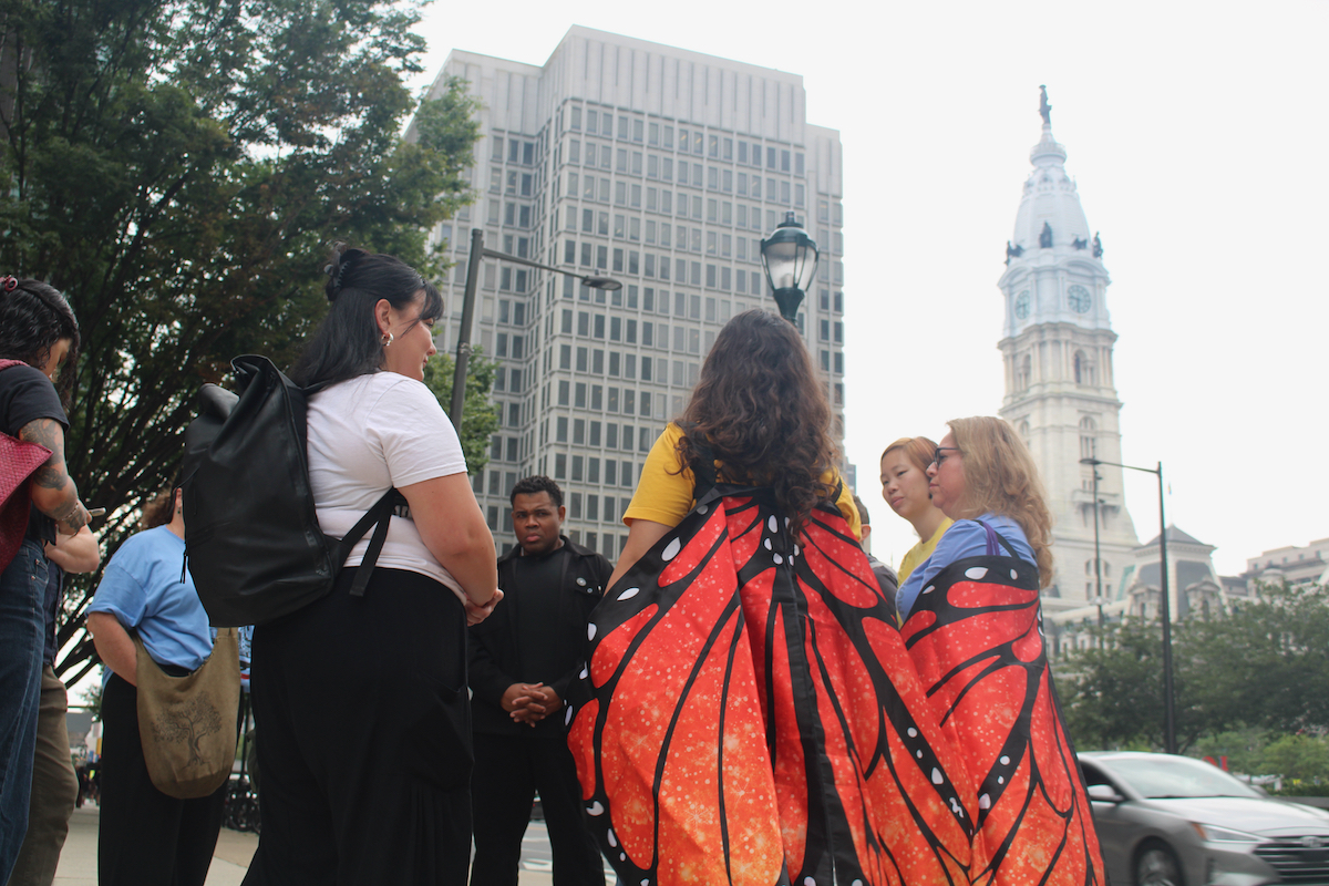 Immigrant rights advocates outside