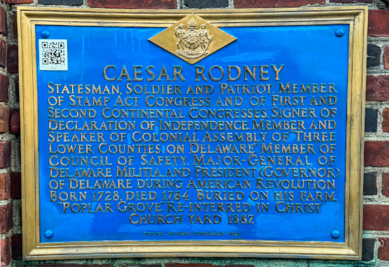 Historical plaque for Caesar Rodney