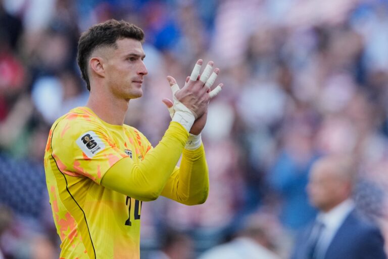 United States goalkeeper Matt Freese (24) reacts