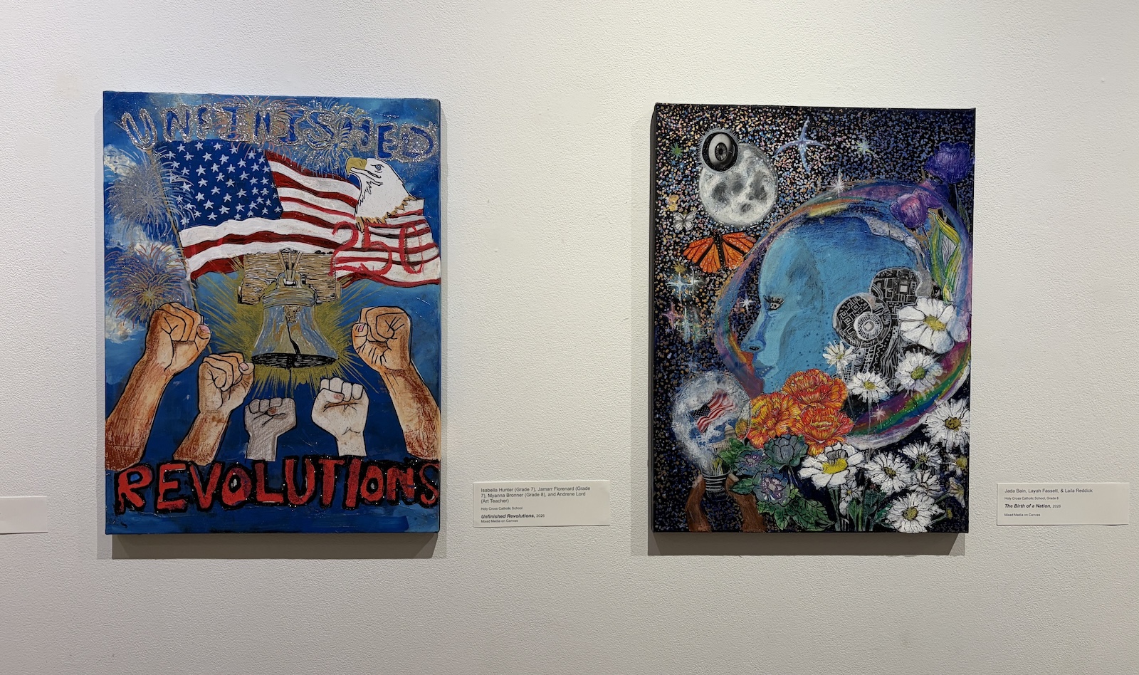 ''Unfinished Revolutions'' (left) and ''Birth of a Nation'' at the ''Fresh Perspectives'' exhibition at the Pennsylvania Academy of the Fine Arts.