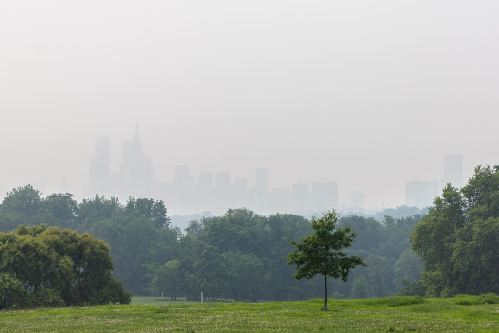 Philly’s skyline was barely visible due to wildfire smoke