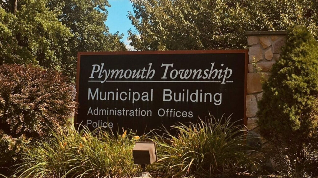 plymouth-township-council a sign for the Plymouth Township Municipal Building