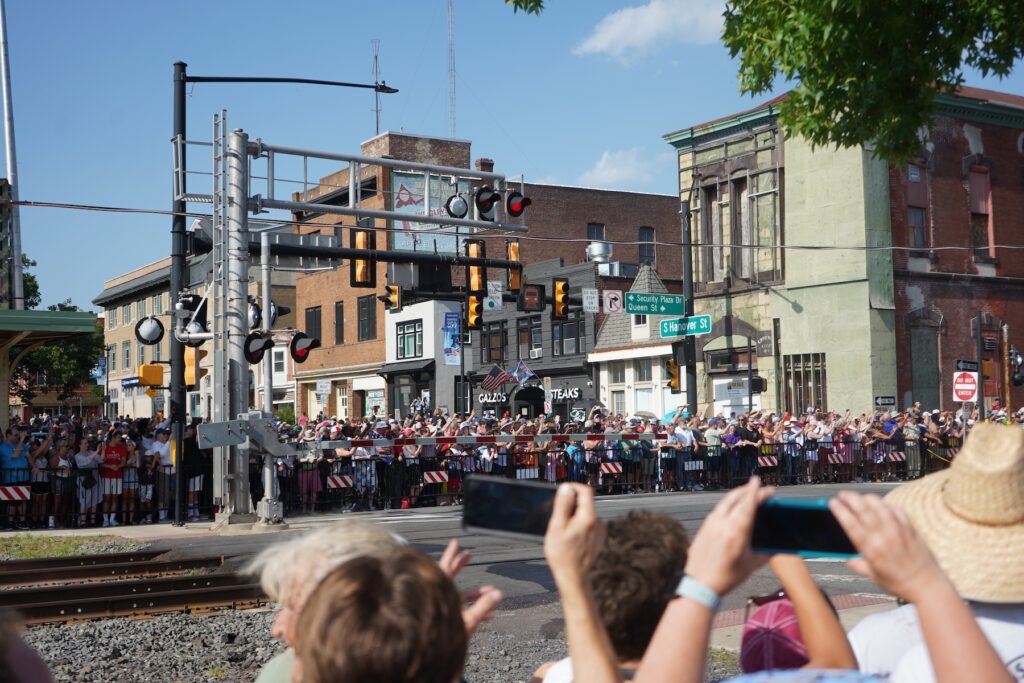 Crowds of onlookers lined the gates as they awaited the arrival of Union Pacific's Big Boy