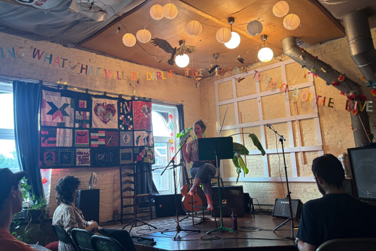 On stage at Studio 34.