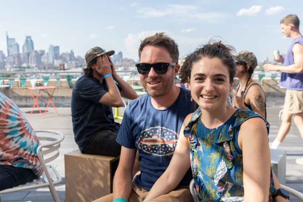 Fans watch the World Cup match at the rooftop bar.