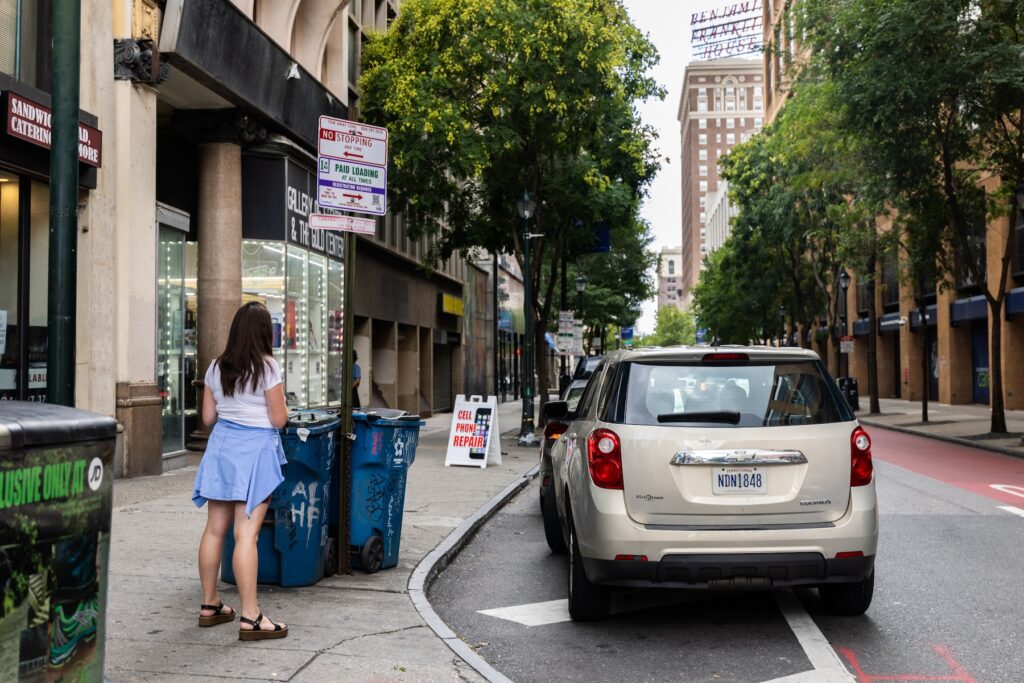 07-30-2026-k-paynter-ppa-paid-loading-area-2 A user of the loading zone at 11th and Chestnut streets in Philadelphia
