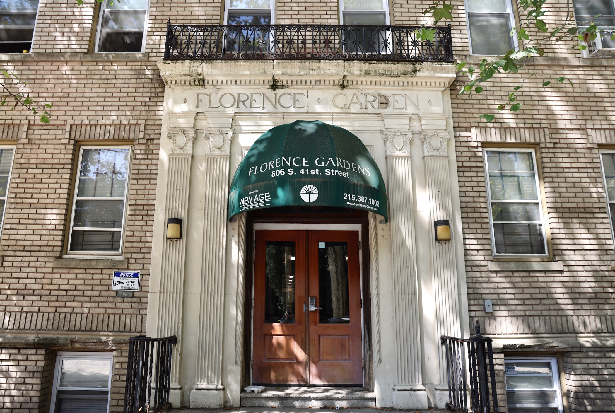 outside the Florence Gardens apartment building