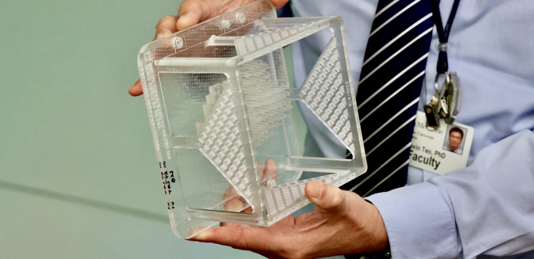 a 3D-printed energy held by Alexander Lin