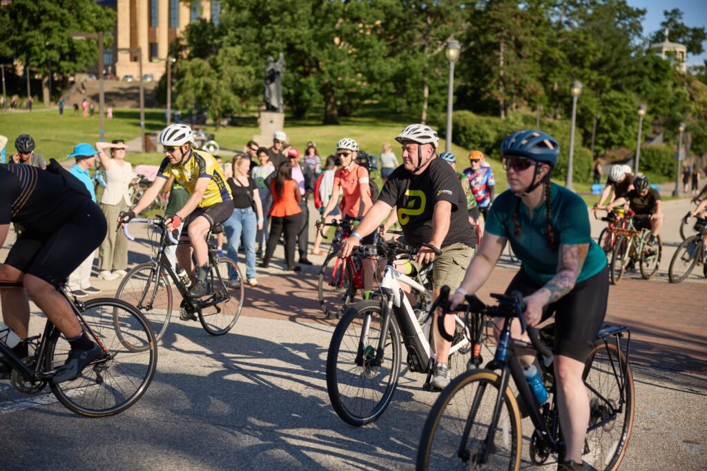 Riders participate in the Philadelphia Cycling Classic Pep Rally