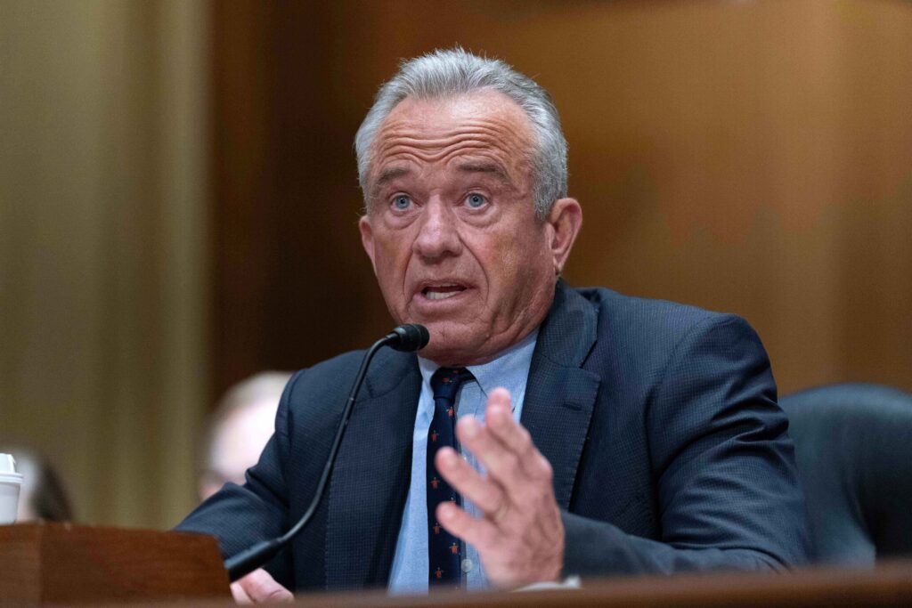 Senate HHS Health and Human Services Secretary Robert F. Kennedy Jr. testifies before the Senate Committee on Finance hearing on Capitol Hill, Wednesday, April 22, 2026, in Washington. (AP Photo/Jose Luis Magana)
