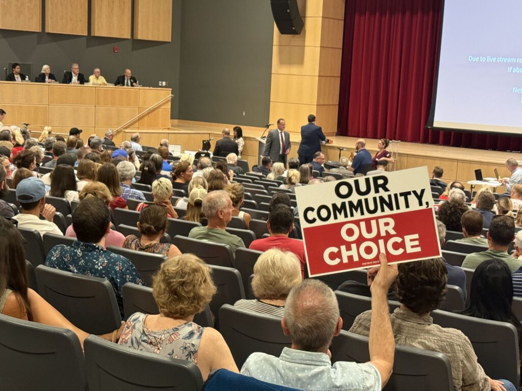 Conshohocken-data-center-zoning-board-meeting People sit in an auditorium for a Conshohocken Planning Board meeting