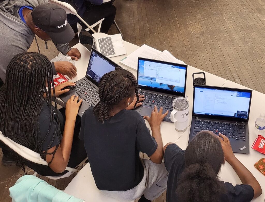 danceLogic members learning to code