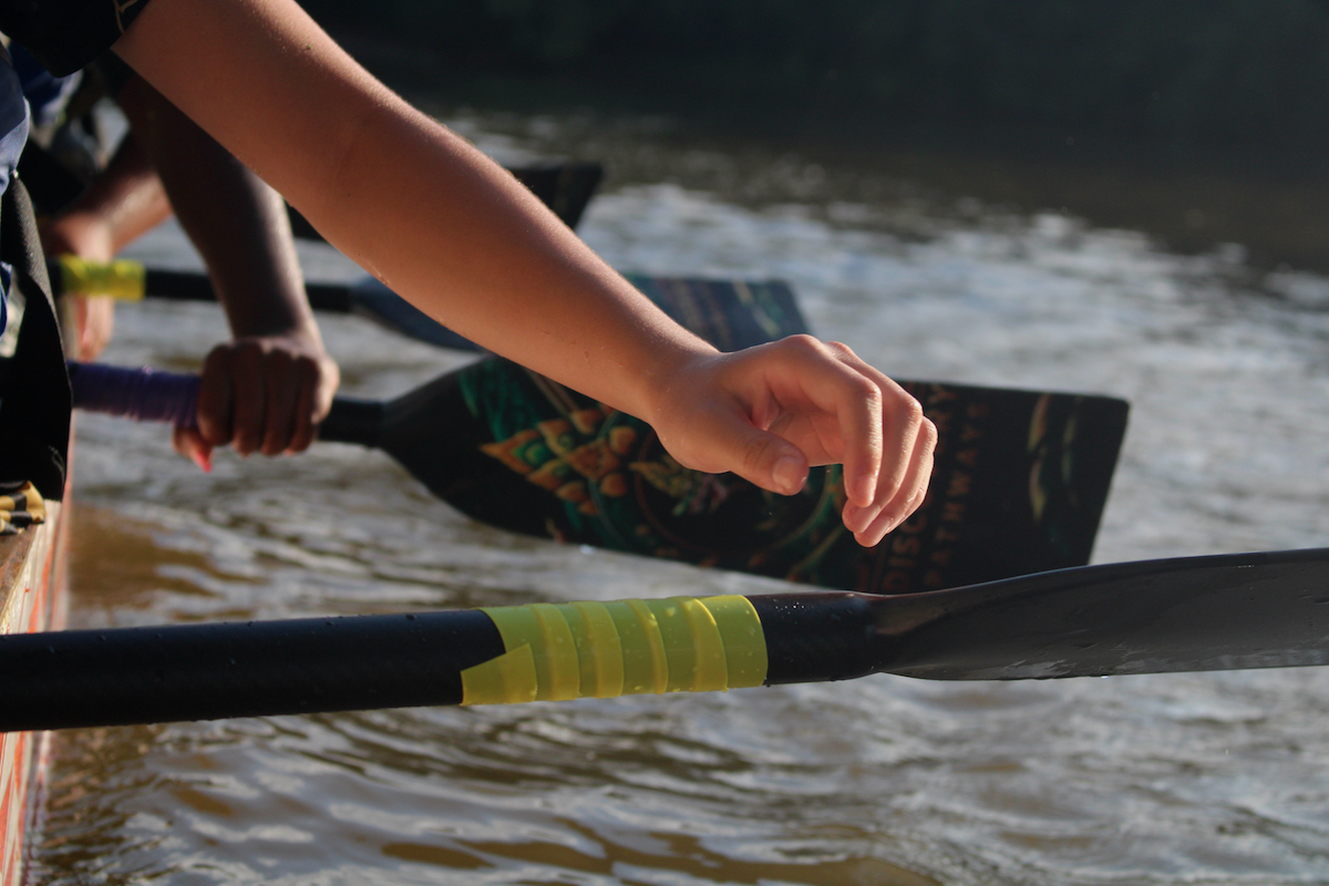 Discovery Pathways Youth Dragon Boat team at a practice