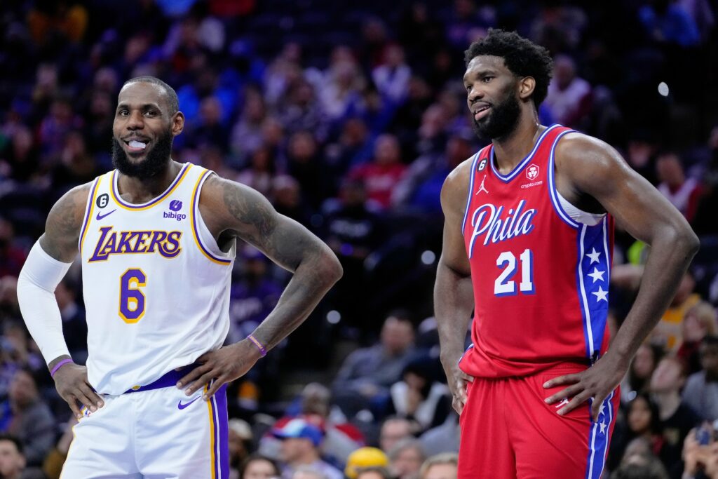 James Impact Basketball Los Angeles Lakers' LeBron James and Philadelphia 76ers' Joel Embiid play