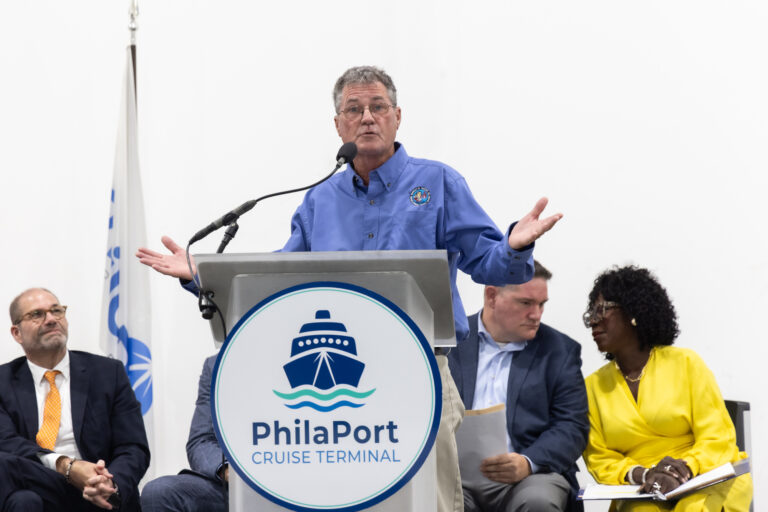 Pat McCarthy, president of the Tinicum Township Board of Commissioners, speaks
