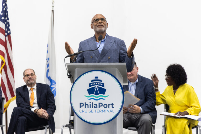 Michael Pearson, chairman of PhilaPort, speaks