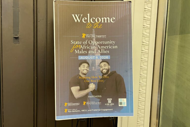 A pamphlet reads Welcome to the State of Opportunity for African American Males and Allies