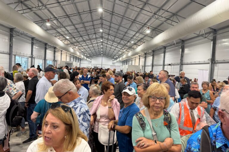 Travelers waiting at the PhilaPort terminal