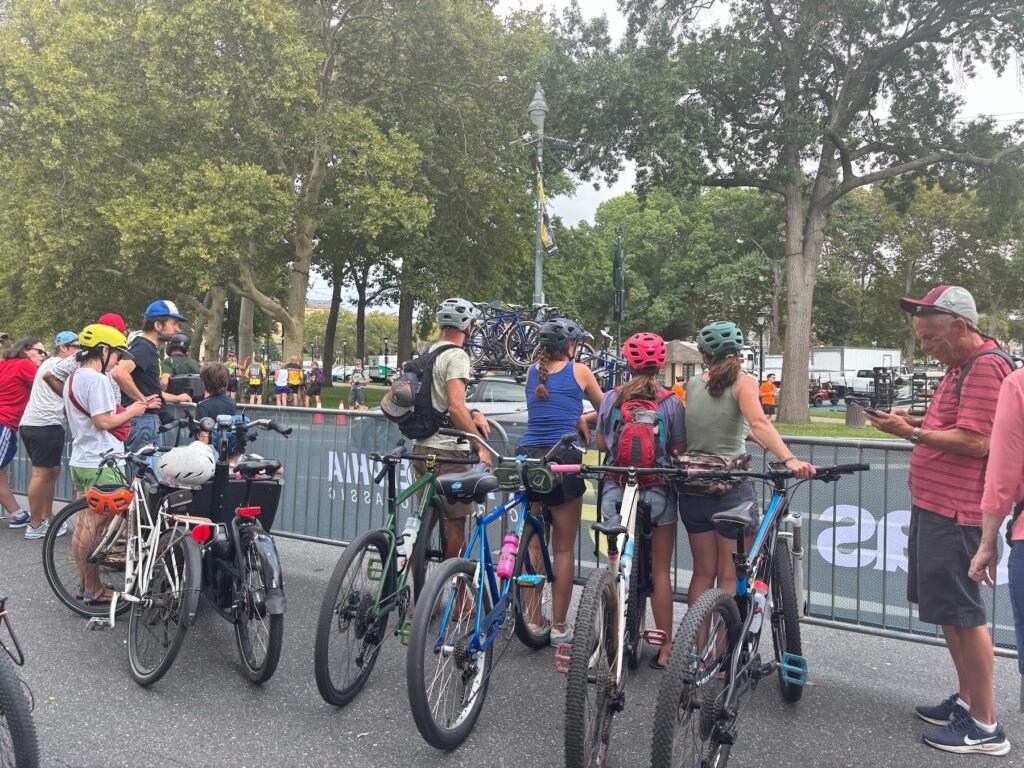 Fans watch and wait at the Philadelphia Cycling Classic