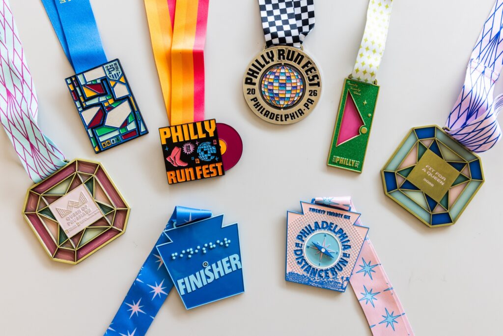Race medals designed by Rita Carroll