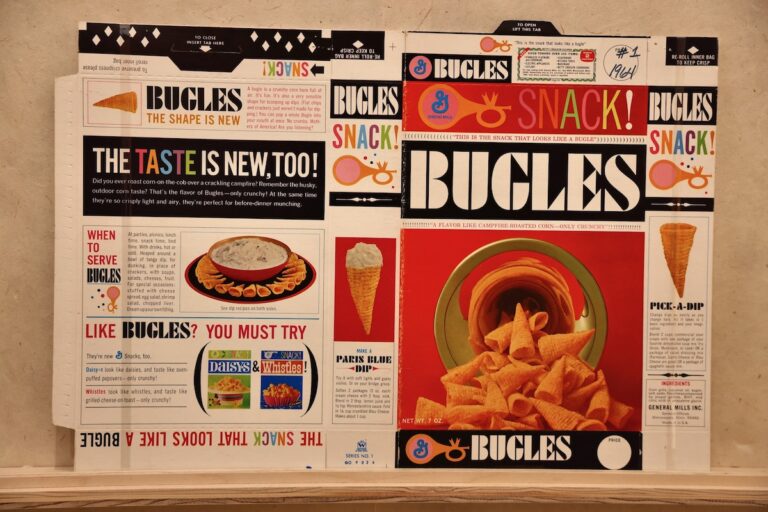 Package for General Mills' Bugles snacks on display