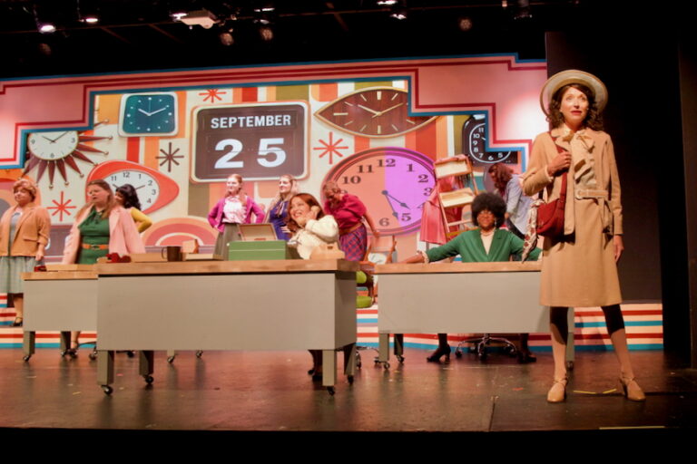 The cast of 9 to 5: The Musical onstage