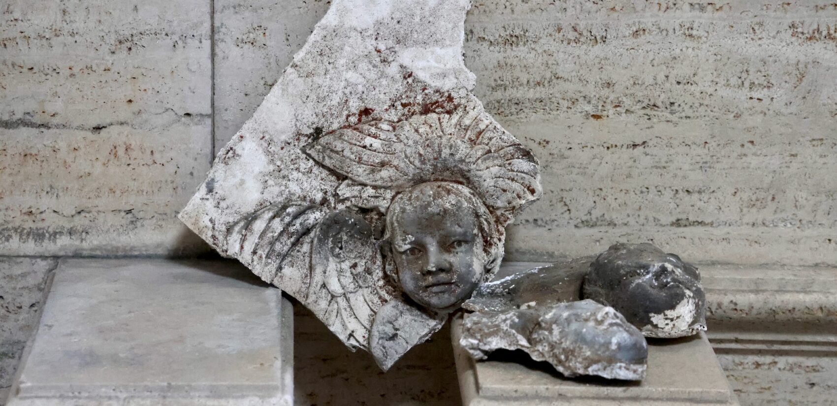 a broken sculpture