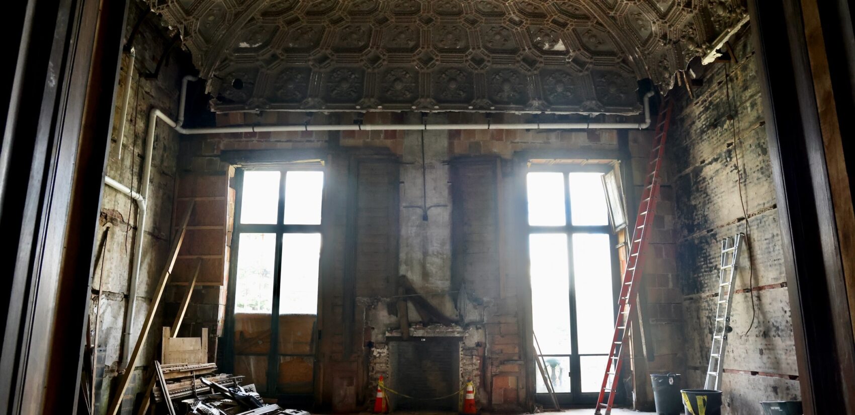 an unfinished room in Lynnewood Hall