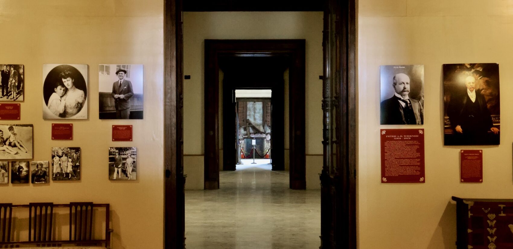 A display at the entrance to Lynnewood Hall's art galleries