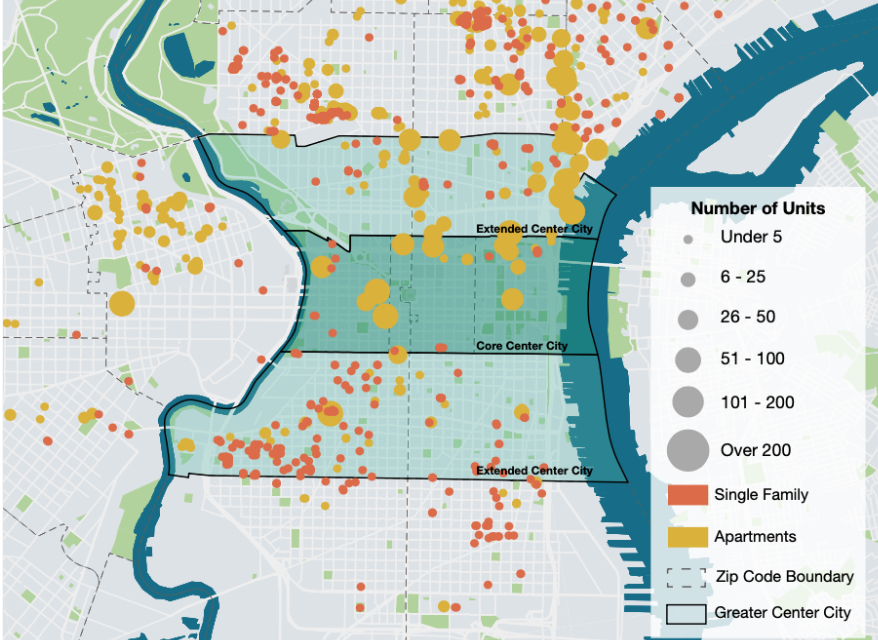 Of the 10,000 housing units completed across Philadelphia from January 2025 through June 2026, 40% were in greater Center City