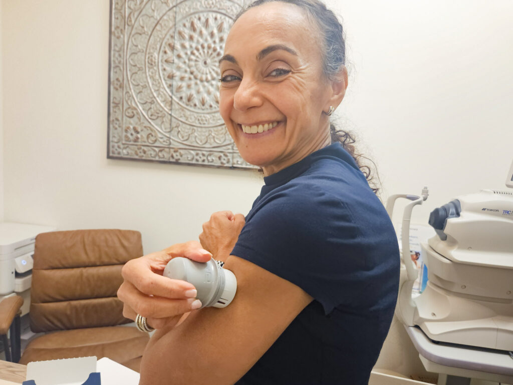 Some patients at Dr. Christine Meyer’s practice in Exton, Pennsylvania, use continuous glucose monitors