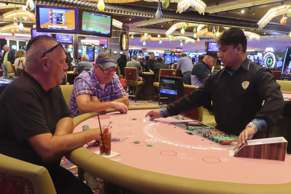New Jersey Gambling Revenue A dealer conducts a card game at the Hard Rock casino in Atlantic City