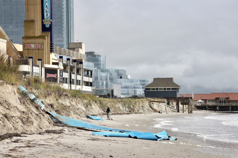 A nor’easter scoured away portions of Atlantic City’s beaches