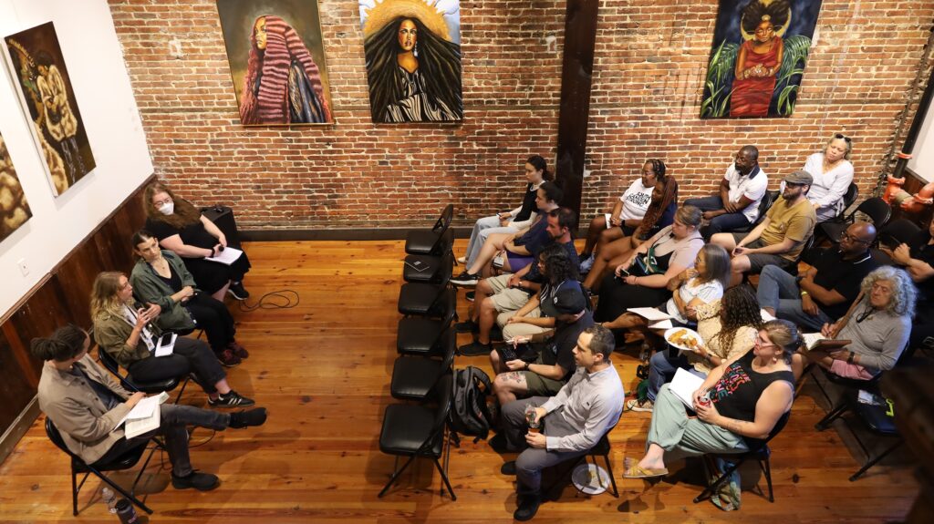 an overhead photo of the community conversation