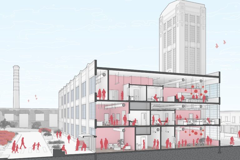 a graphic shows the different rooms in the building