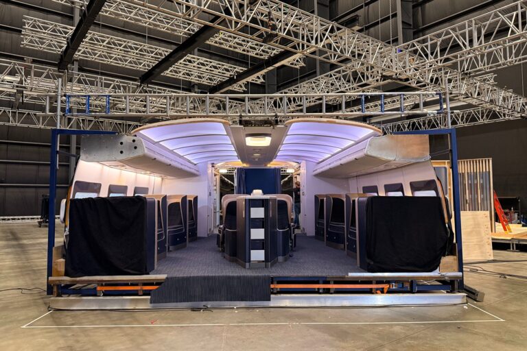 a film stage in a warehouse