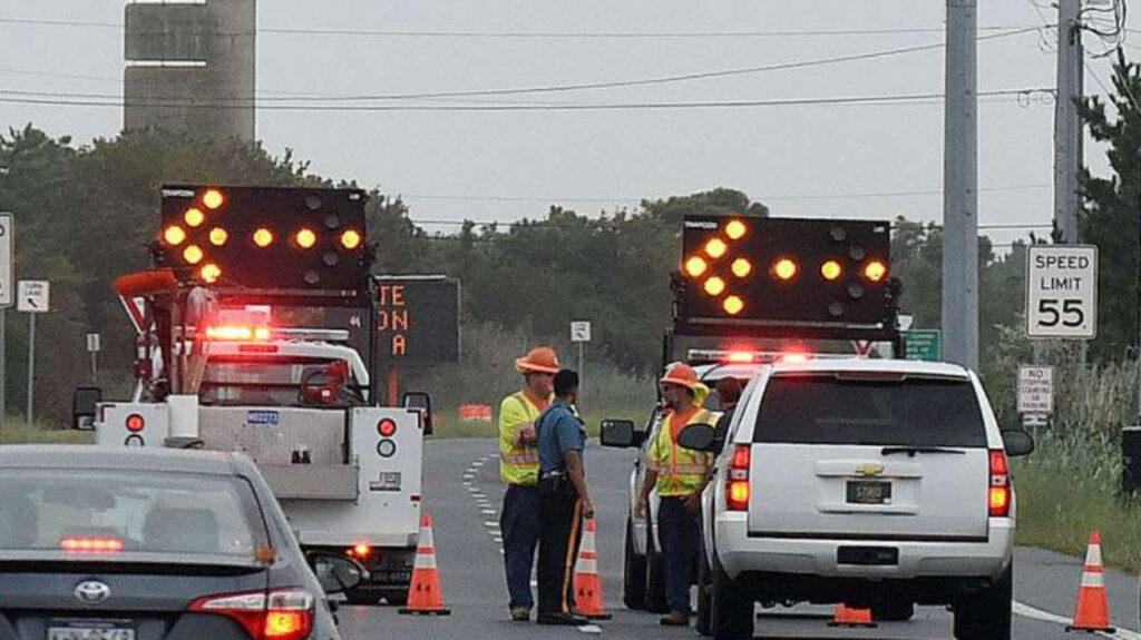 delaware-highway-work-file-discrimination-lawsuit Trucks block access to southbound Route 1 near Dewey Beach