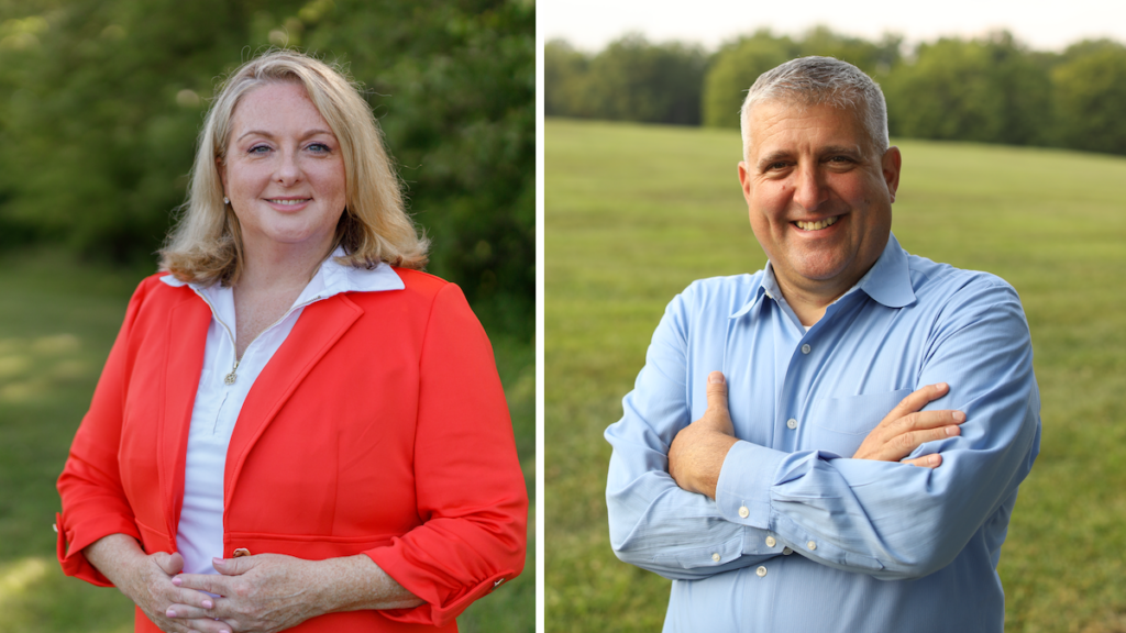 Side-by-side photos of Eileen Hartnett Albillar and Pa. state Sen. Frank Farry