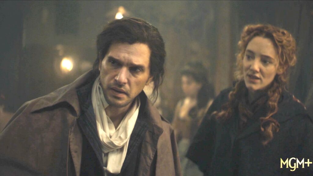 Flicks – A Tale of Two Cities Kit Harrington and Mirren Mack in a screengrab from the 2026 production of A Tale of Two Cities