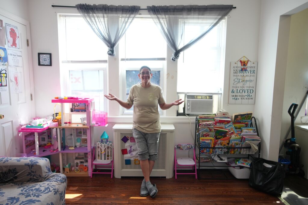 Tatiana Velez poses for a photograph at her home in Oaklyn, N.J.